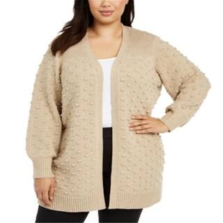 Calvin Klein Women's Plus Popcorn Cardigan Sweater Pink Size 2X