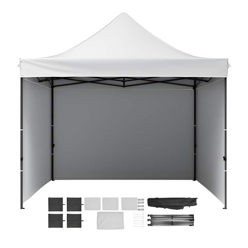 500D PU Coated Pop-Up Canopy Tent with Sidewalls and Carry Bag - 120” L x 120” W x 126” H