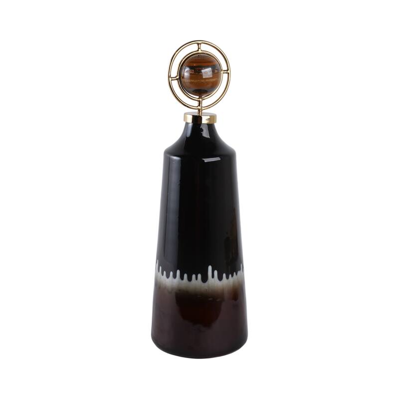 Glass Metal Decorative Vase Modern Transitional Sculptural Orb Accent