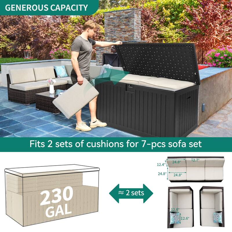 230 Gallon Outdoor Storage Waterproof Deck Box - N/A