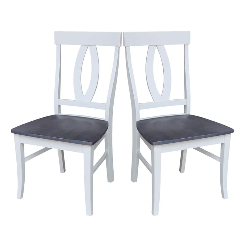 International Concepts Solid Wood Cosmo Dining Chairs, Set of 2 - White/Heather Gray