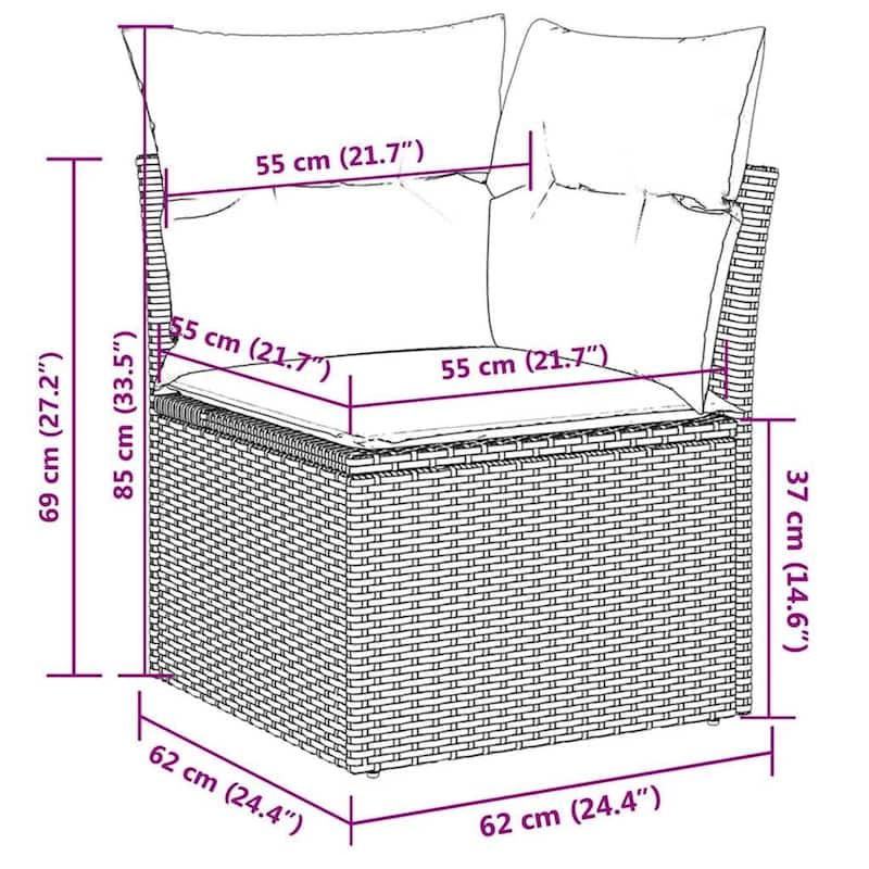 vidaXL 11 Piece Patio Sofa Set with Cushions Poly Rattan (US only)