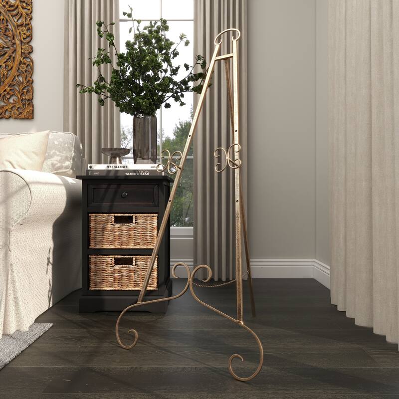 Silver or Gold Metal Traditional Easel with Chain Support - 22 x 21 x 46