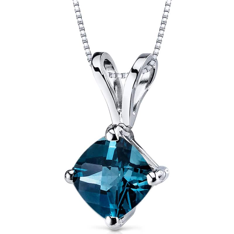 14k White Gold 0.98 ct London Blue Topaz Pendant Necklace