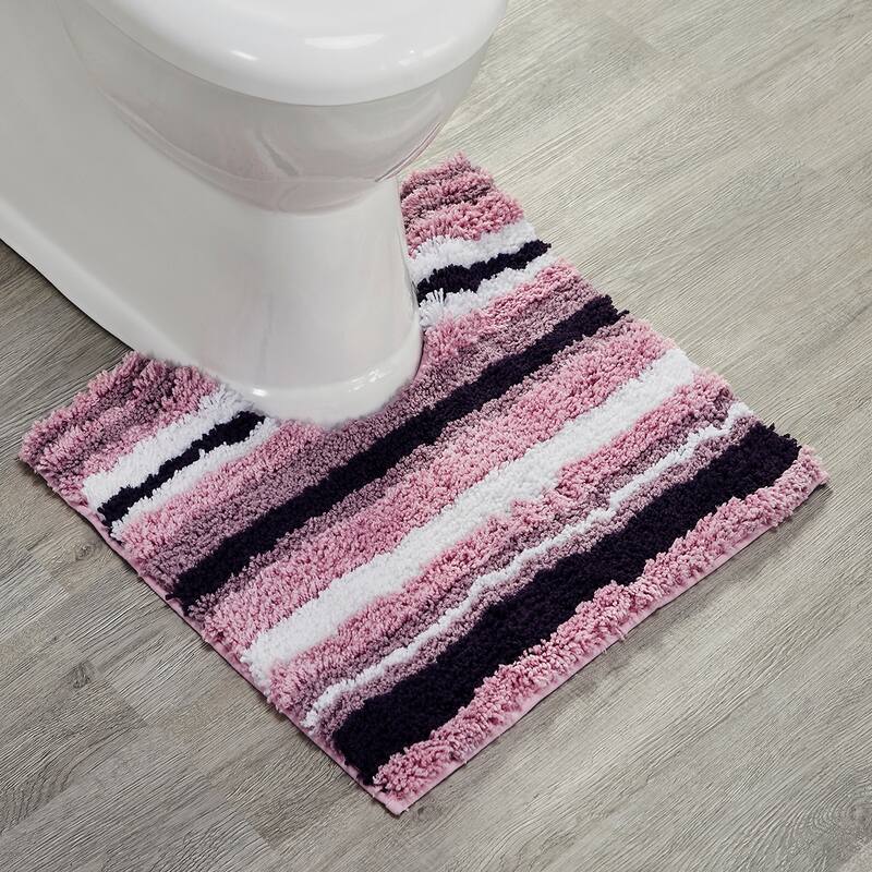 Better Trends Bath Rug 100% Polyester Super Absorbent Anti-Skid TPR Backing Bathroom Rug For Shower,Sink Mats Griffie Collection - 20" x 20" Contour - Purple