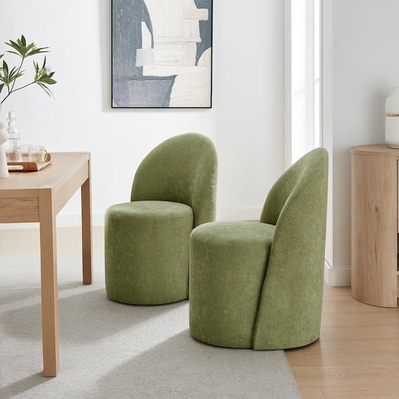 NPD Furniture Cabrina Chenille Dining Chair with Casters - Millburry Green