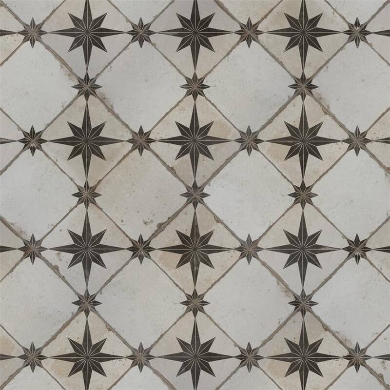 Merola Tile Kings Star Ara Nero 17-5/8" x 17-5/8" Ceramic Floor and Wall Tile