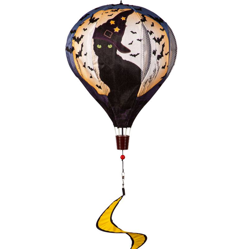 Happy Halloween Black Cat Burlap Balloon Spinner