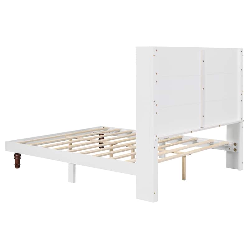 Queen Size Platform Bed Elegant High Headboard Bed Comfortable High Back Design