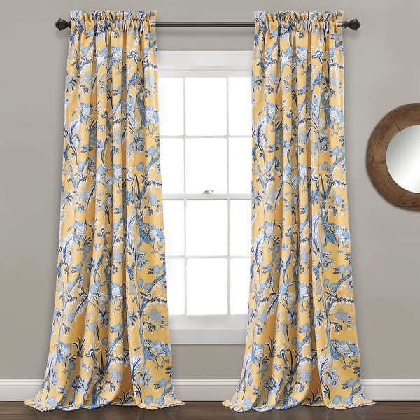 slide 1 of 31, Lush Decor Dolores Room-darkening Floral Curtain Panel Pair 52" W x 120" L - Yellow
