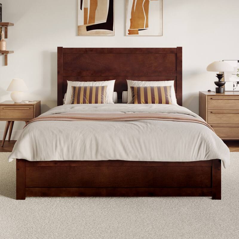 Aveline Wood Platform Bed with Matching Footboard & Storage Drawers