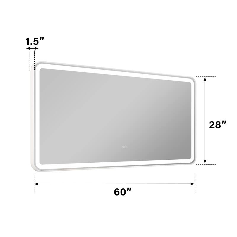 Wall Mounted Bathroom Framed LED Mirror With Anti- Fog,Memory Function And Dimmable Light Touch Sensor