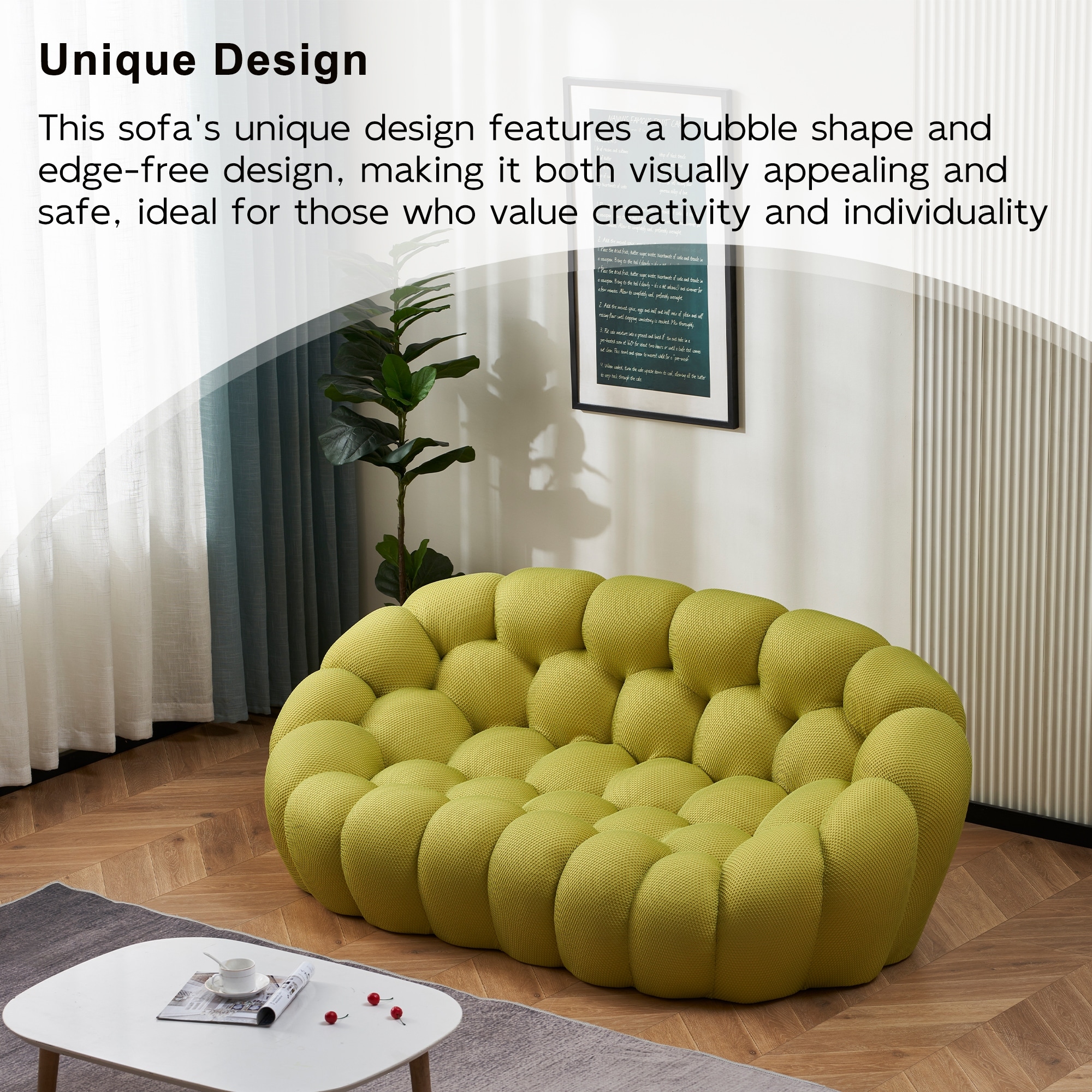 2-Seat Bubble Curved Lazy Sofa Honeycomb Shaped with 3D Textile