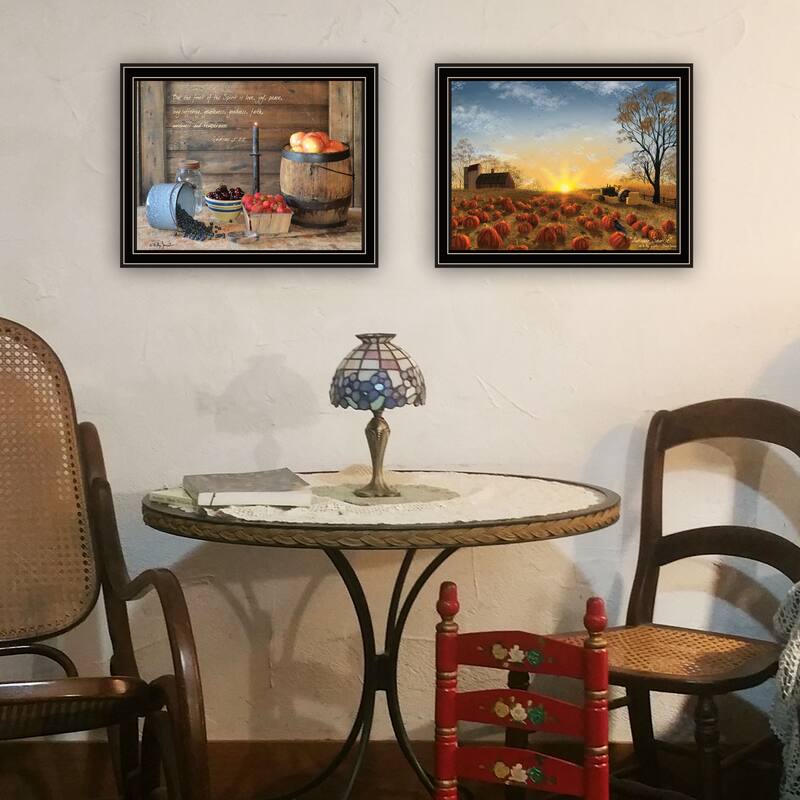 2-Piece Framed Wall Art Set - Autumn Sunrise & Fruit of the Spirit, Black Frame