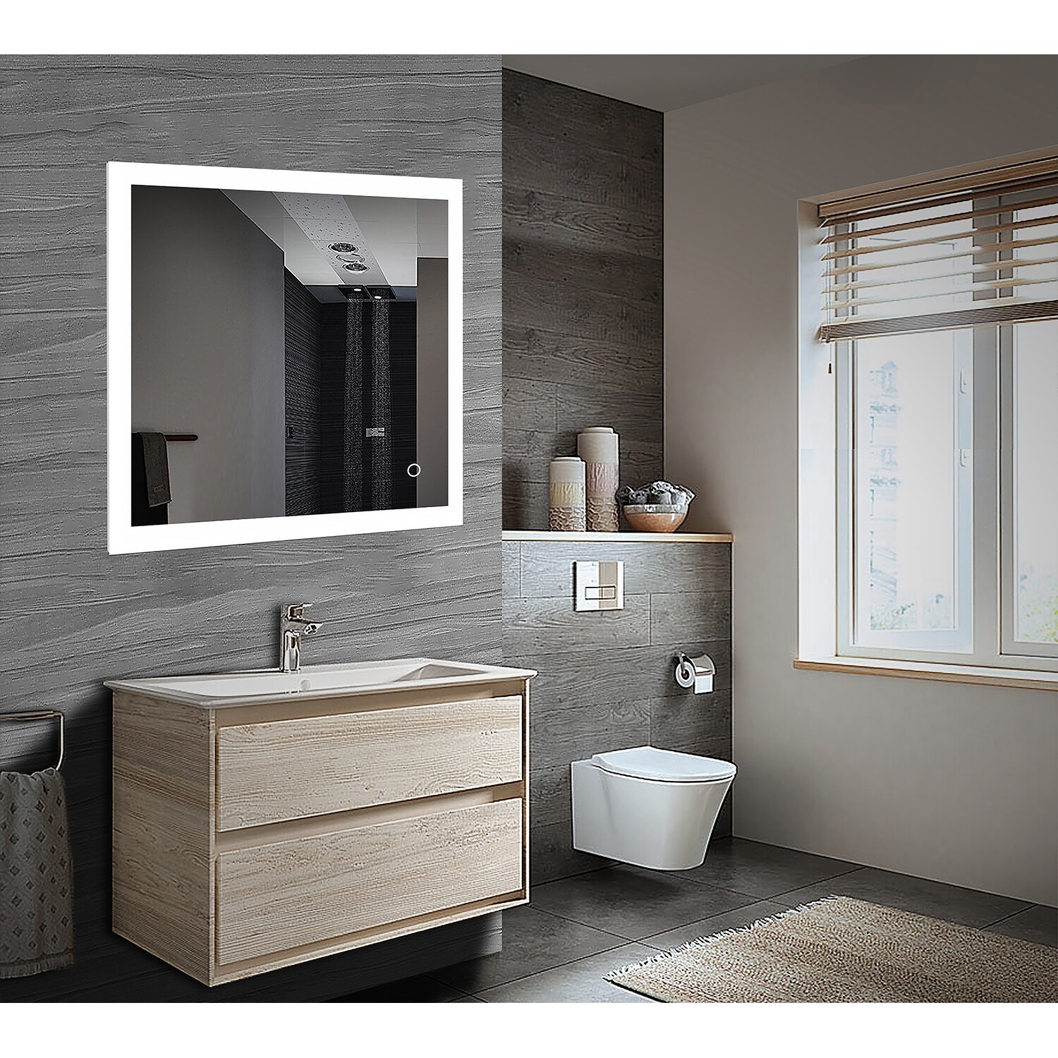 Asher Square Frameless LED Wall Mirror
