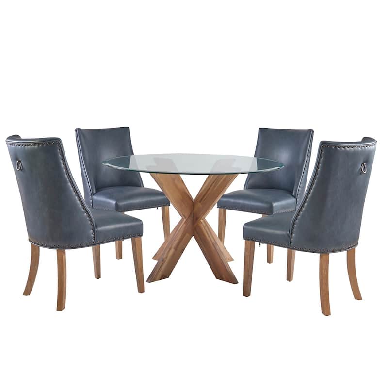 Allard Rustic Famhouse 5 Piece Dining Set - Navy