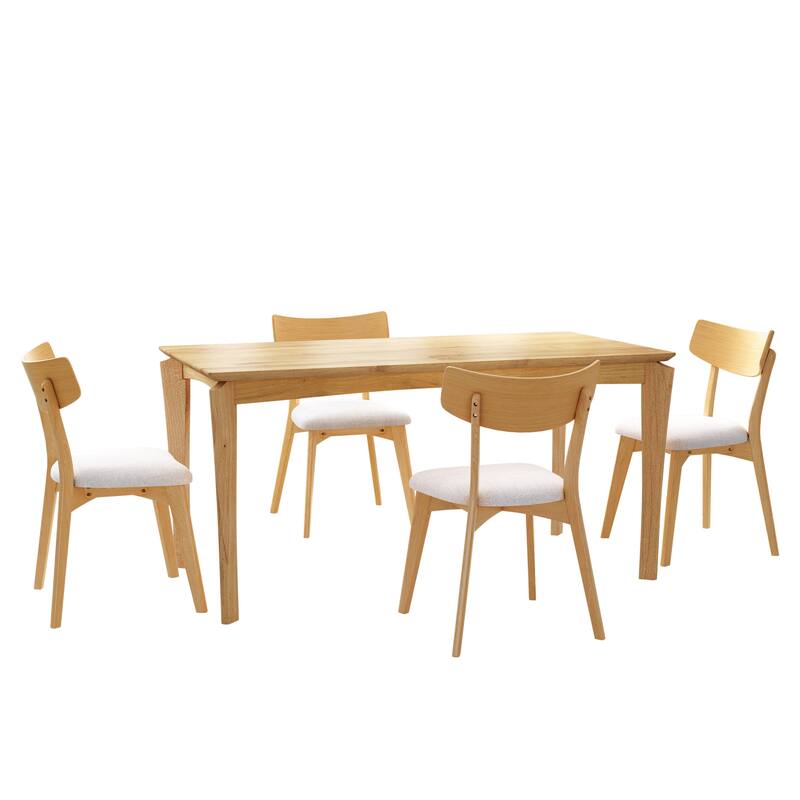 Christopher Knight Home - Thalorin Mid-Century Dining Table with Rubberwood Legs and Upholstered Chair Ensemble