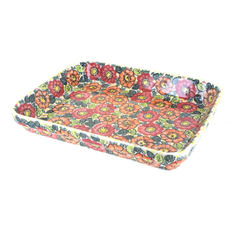 Blue Rose Polish Pottery 150 Vena Large Rectangular Baker