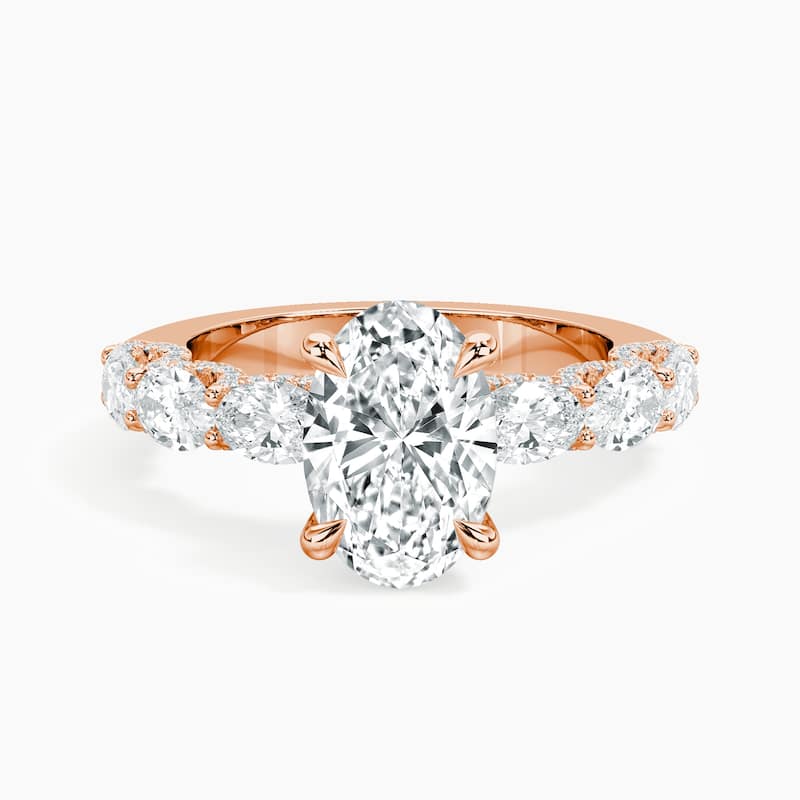 Auriya 14kt Rose Gold Lab Grown Oval Diamond Engagement Ring with East-West Oval Crescent (F-G, VS) - 5.5 - 1.50 ct. center