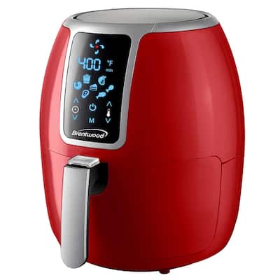 Brentwood Small 1400 Watt 4 Quart Electric Digital Air Fryer with Temperature Control in Red - 4 Quart