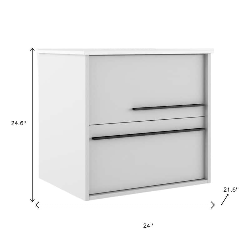 HomeRoots 24" Off White Wood Floating Bathroom Vanity With White Sink And Two Drawers - 24.00 in. x 24.60 in. x 21.60 in.