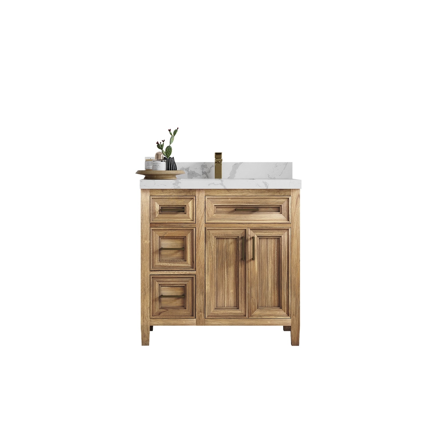 Willow Collections 36 in. W x 22 in. D Santa Monica Teak Bathroom Vanity Center with Countertop