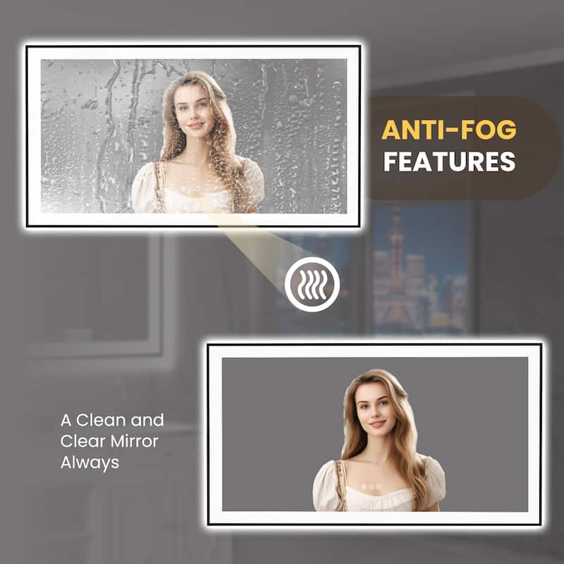55x30 Inch Frameless LED Bathroom Mirror,Smart Mirror