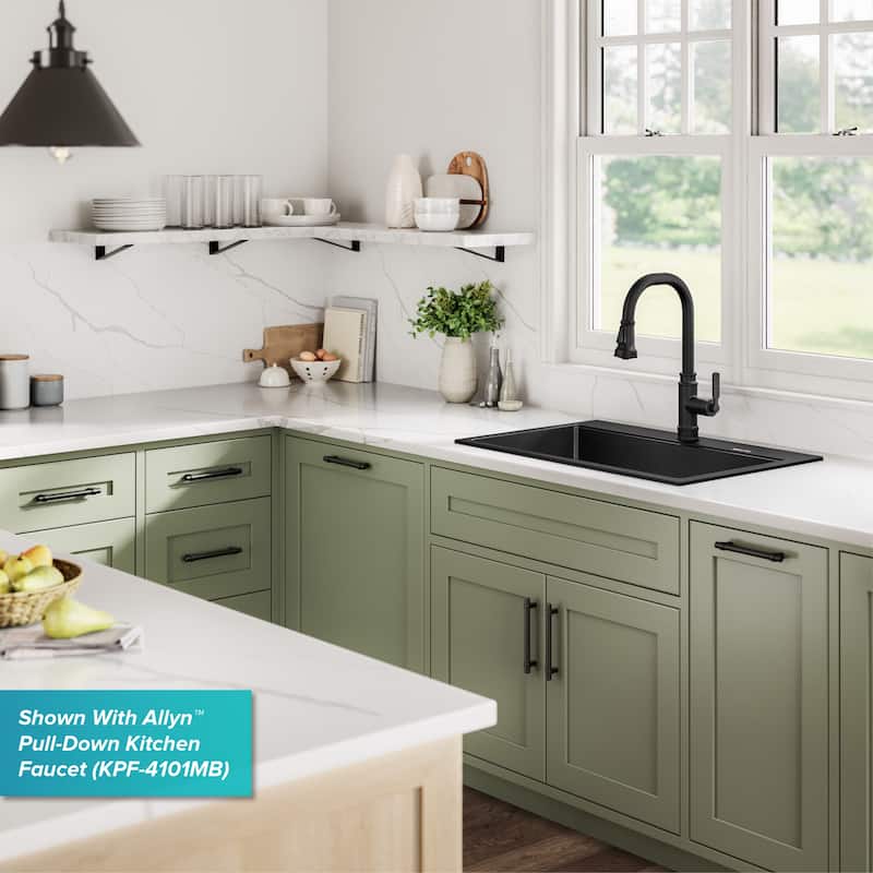 KRAUS Granite 31 inch 1-Bowl Undermount Drop-in Kitchen Sink