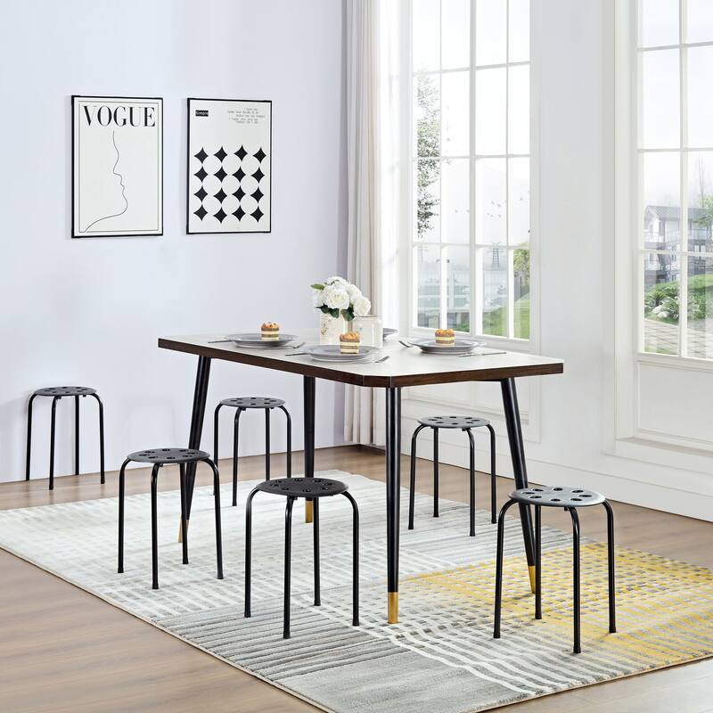 Javlergo 6-Pack Plastic Stackable Stools, Portable 8 Holes Metal Round Top Stools for Kitchen/Classrom