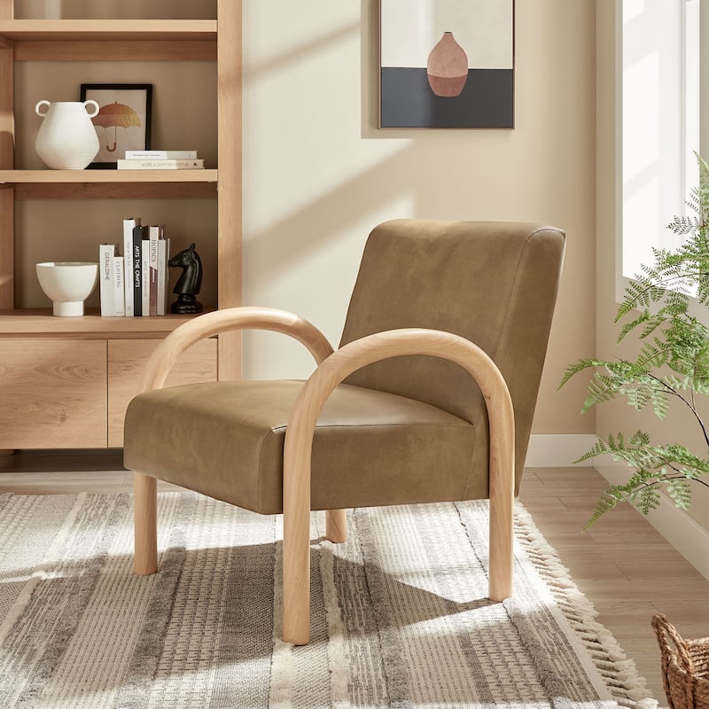 Lunet Faux Leather Upholstered Accent Chair - Toast