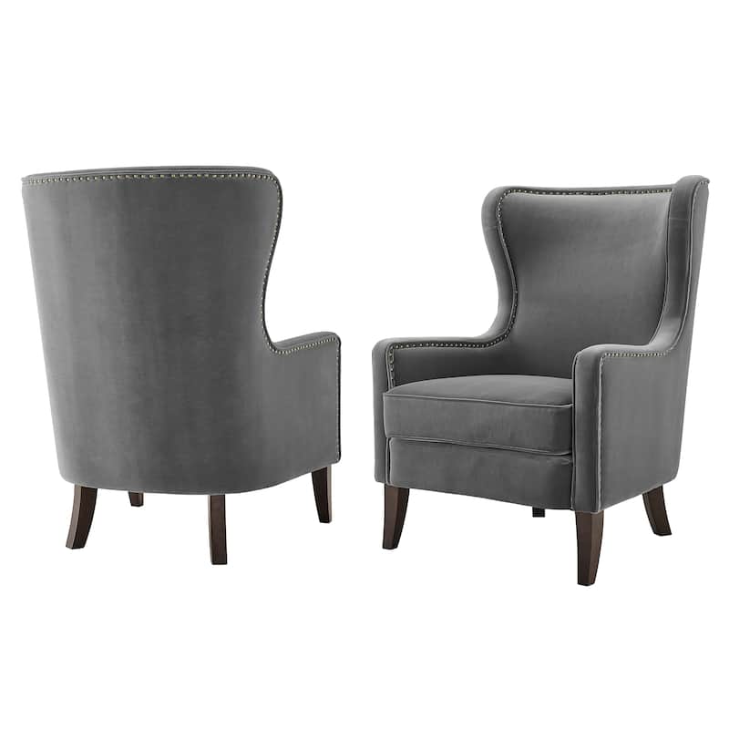 Steve Silver Rennes Wingback Accent Chair - Charcoal