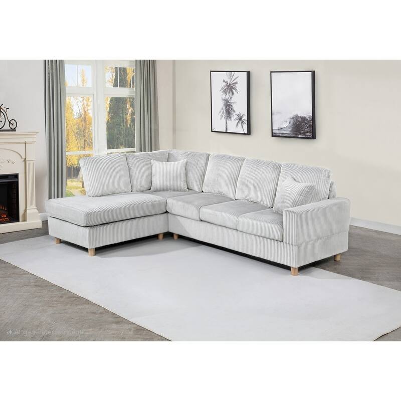 Best Quality Furniture 3-Piece Sectional - 7'9" x 10'6" - Light Grey - 2 Piece