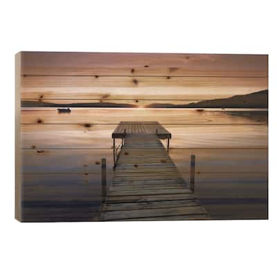 Sunset Pier II Print On Wood by Andreas Stridsberg - Multi-Color