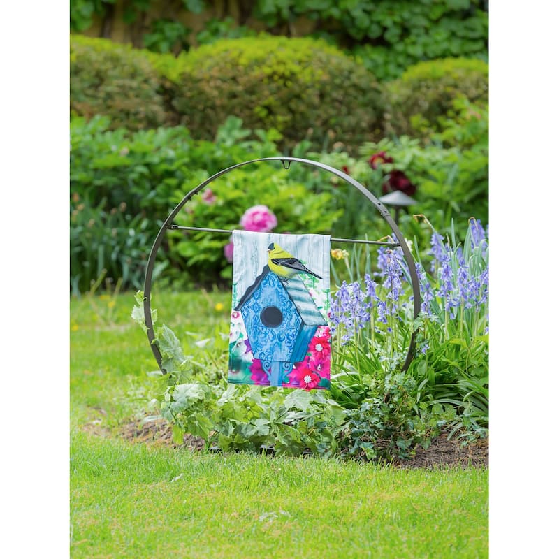 Metal Outdoor Sculptural Decor for Displaying Planter or Flag