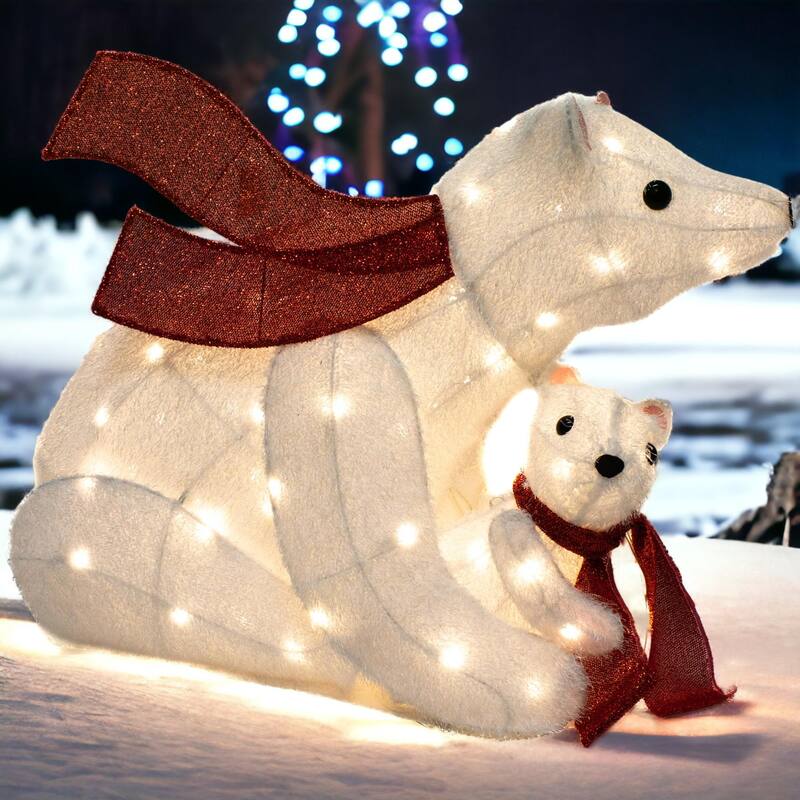 Christmas 3 ft. Lighted LED Polar Bear Family Set/2