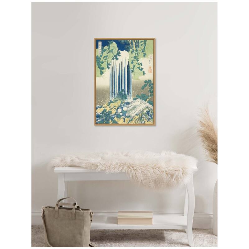 Kate and Laurel Sylvie Katsushika Hokusai Yoro Waterfall in Mino Province 1833 Framed Canvas by The Art Institute of Chicago