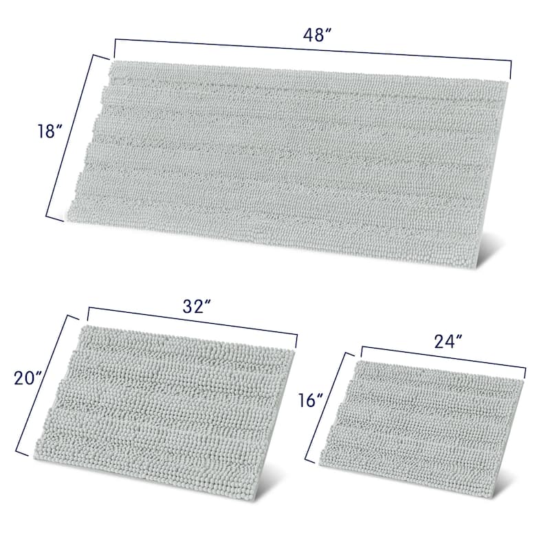 Subrtex Super Soft Absorbent Braided Bathroom Mats Chenille Bath Rugs
