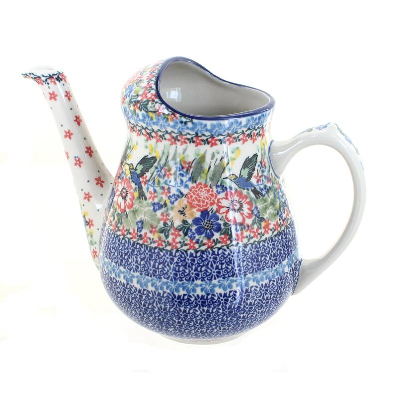 Blue Rose Polish Pottery 521 Ceramika Artystyczna Watering Can - Hummingbird