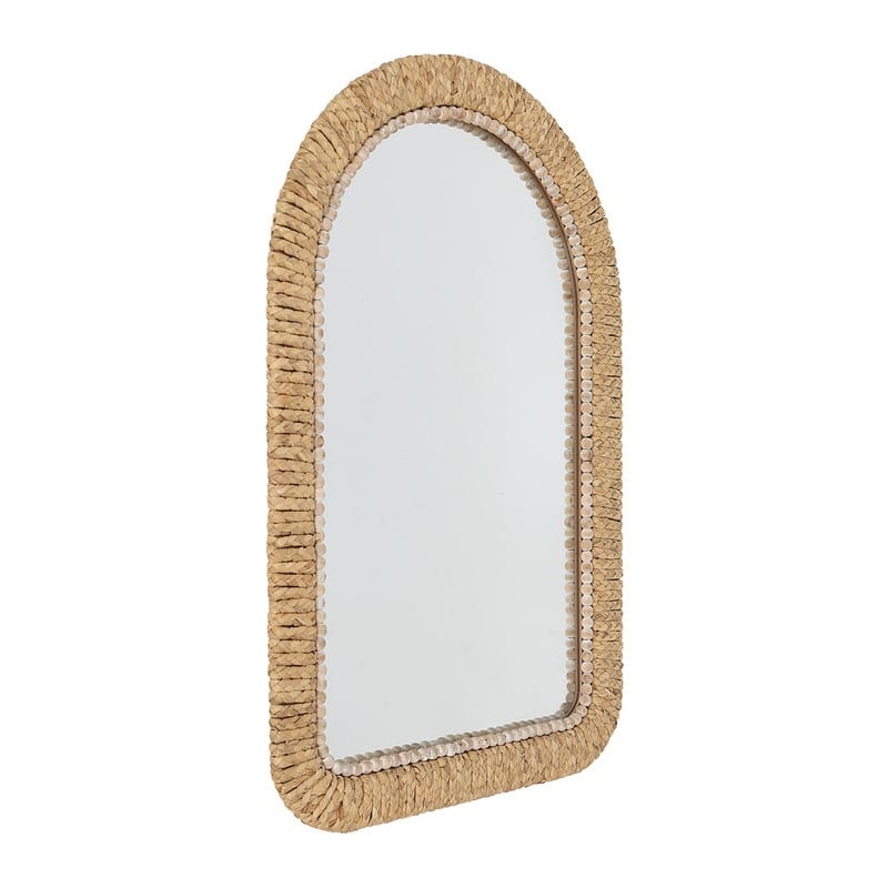 Nora Arch Rattan Woven Boho Wall Mirror - 35.5"H x 23.5"W x 1.5"D