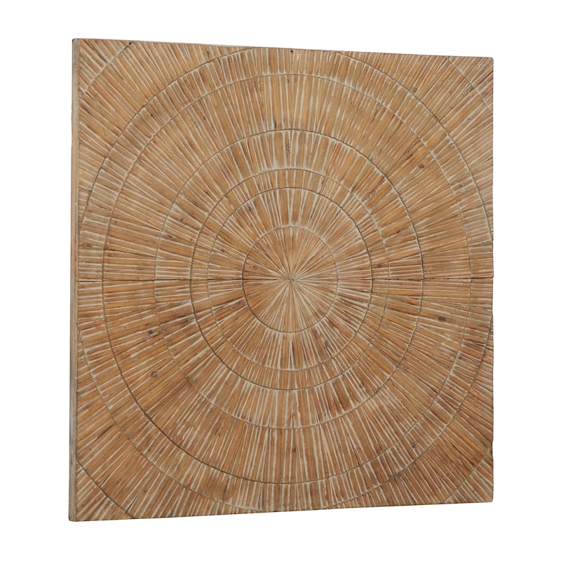 Brown Wood Handmade Carved Radial Starburst Home Wall Decor