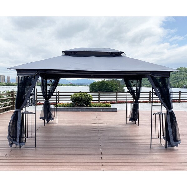 13x10 Patio Gazebo Canopy Tent with Double Roof and Mosquito Net Bed Bath Beyond 36083415