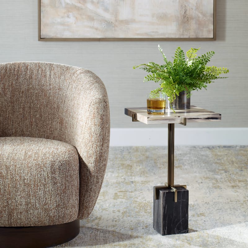 Petrified Wooden Accent Table - 22.5"