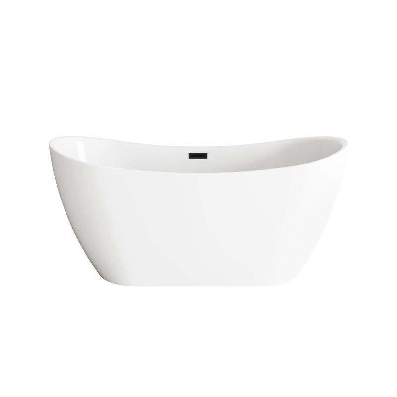 Morris Bathtub in Glossy White - Glossy White with Matte Black Trim - 59"
