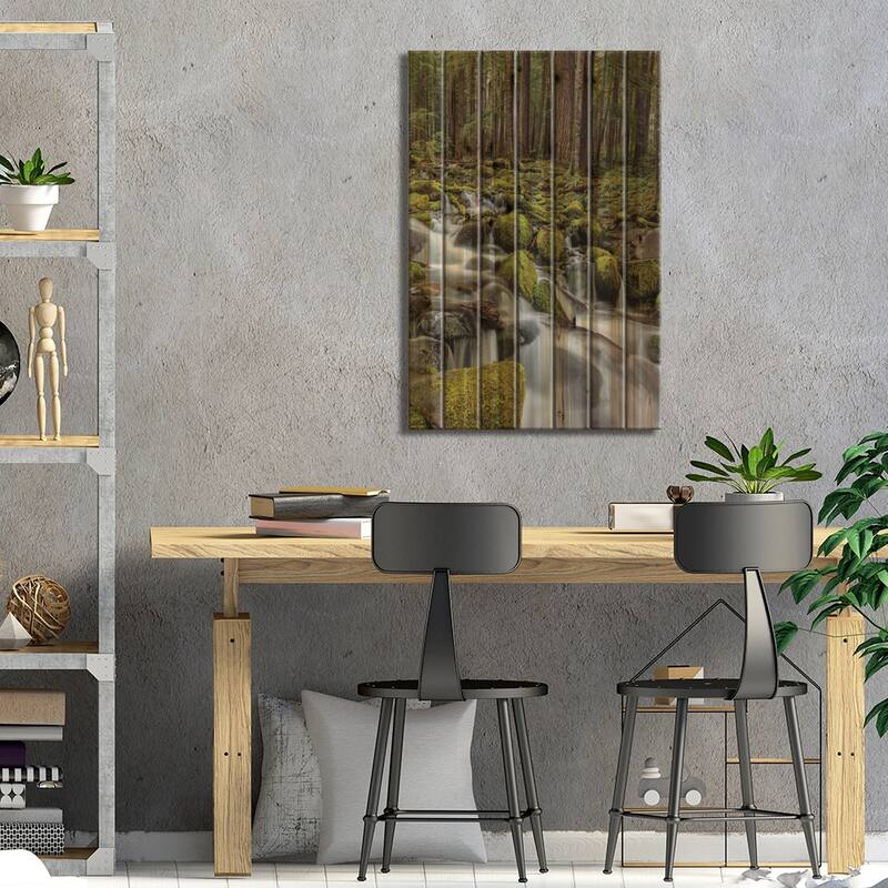 Small lush creek, Sol Duc Valley, Olympic National Park, Washington State, USA Print On Wood by Chuck Haney - Multi-Color