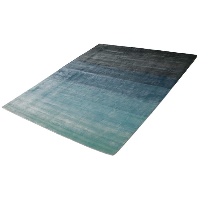ECARPETGALLERY Hand Loomed Shimmer Turquoise Viscose Rug - 8'0 x 9'7
