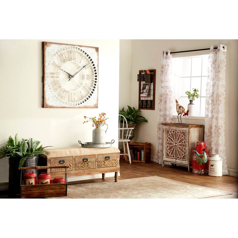 Metal 1 Slot and 5 Baskets Magazine Rack Holder with Suspended Baskets and Label Slot - Brown - Roche River Decor