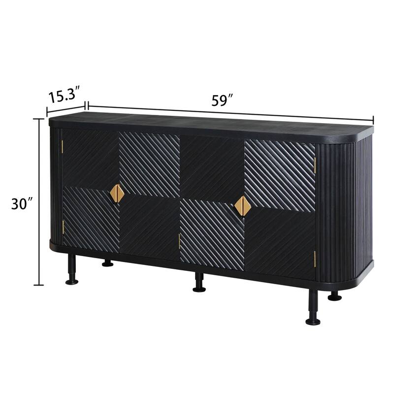 Modern Accent Buffet Cabinet Freestanding Sideboard Storage Cabinet with Adjustable Shelves and 4 Doors for Hallway, Entryway