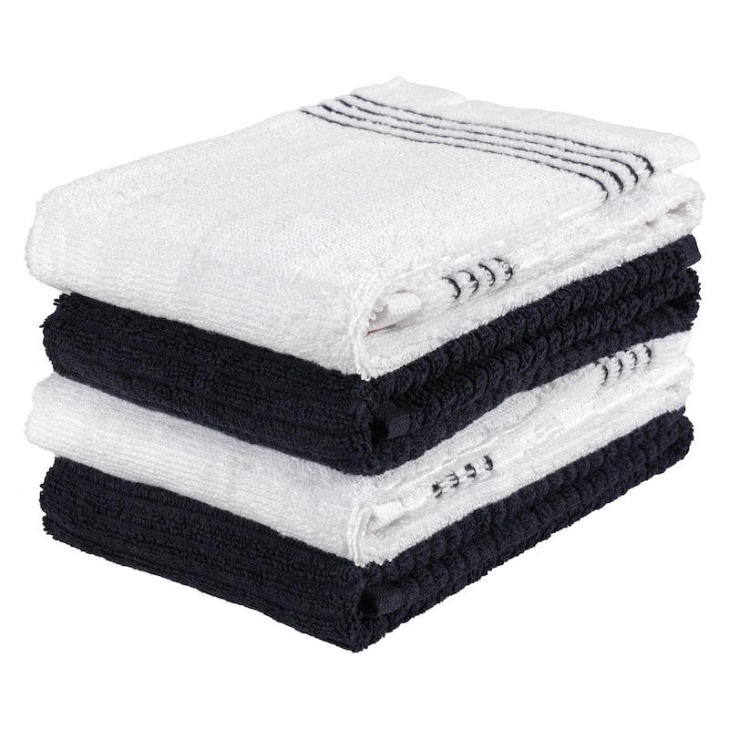 Davenport Terry Kitchen Towels, Set of 4 - Black