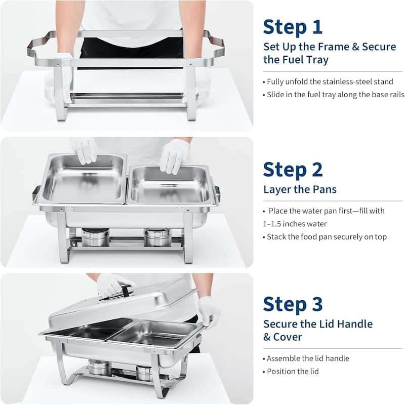 2-Pack 2-Well Rectangular Chafing Dish Dual Compartment