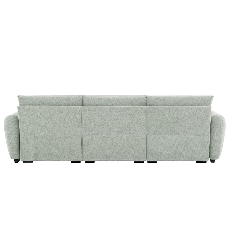 110-In Boucle Modular Sectional Sofa with Movable Ottoman, 3 Colors
